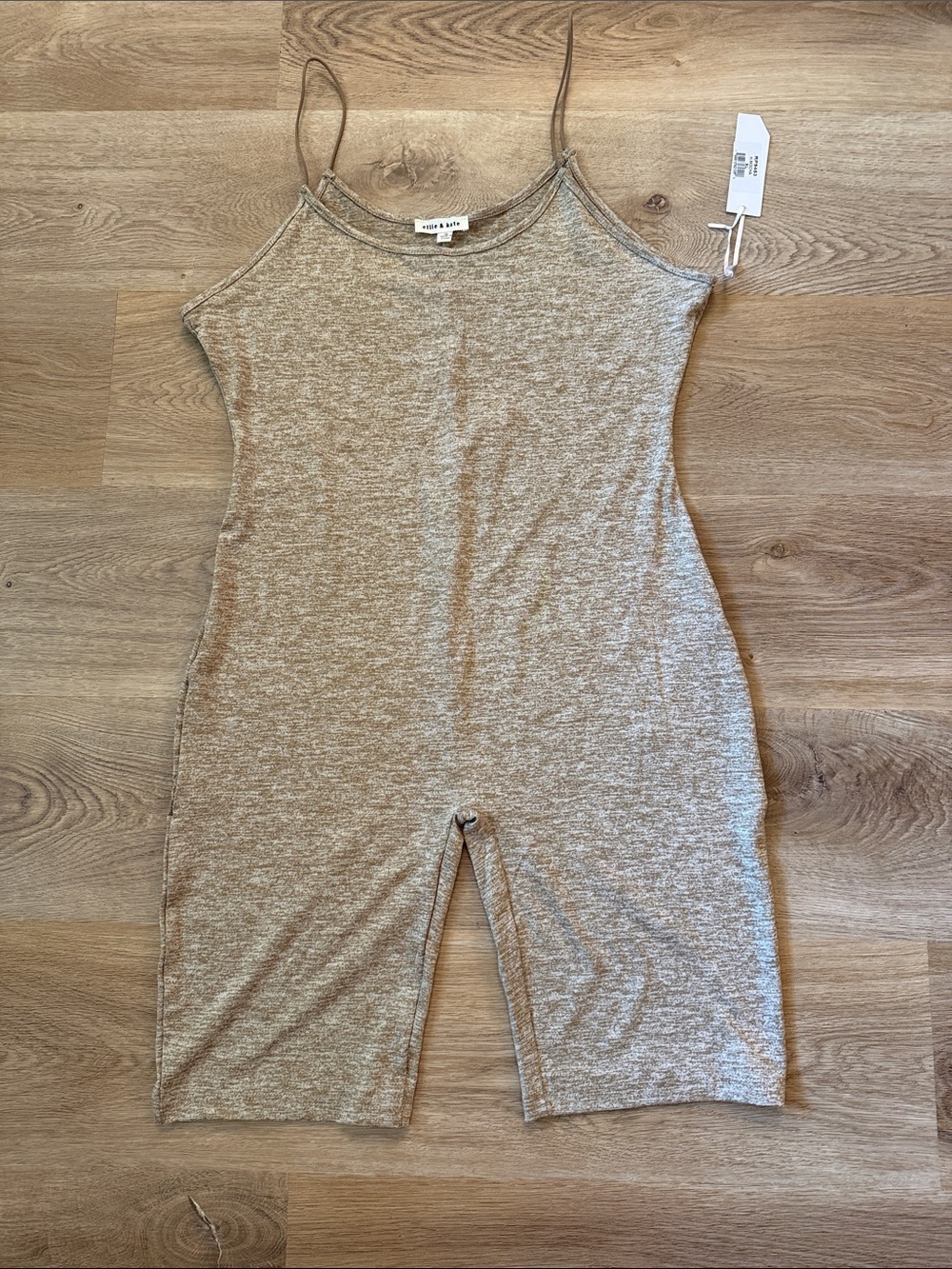 Taupe Ribbed Spaghetti-Strap Romper Shorts